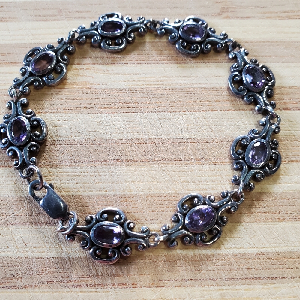 Sterling Silver Amethyst Tennis Bracelet